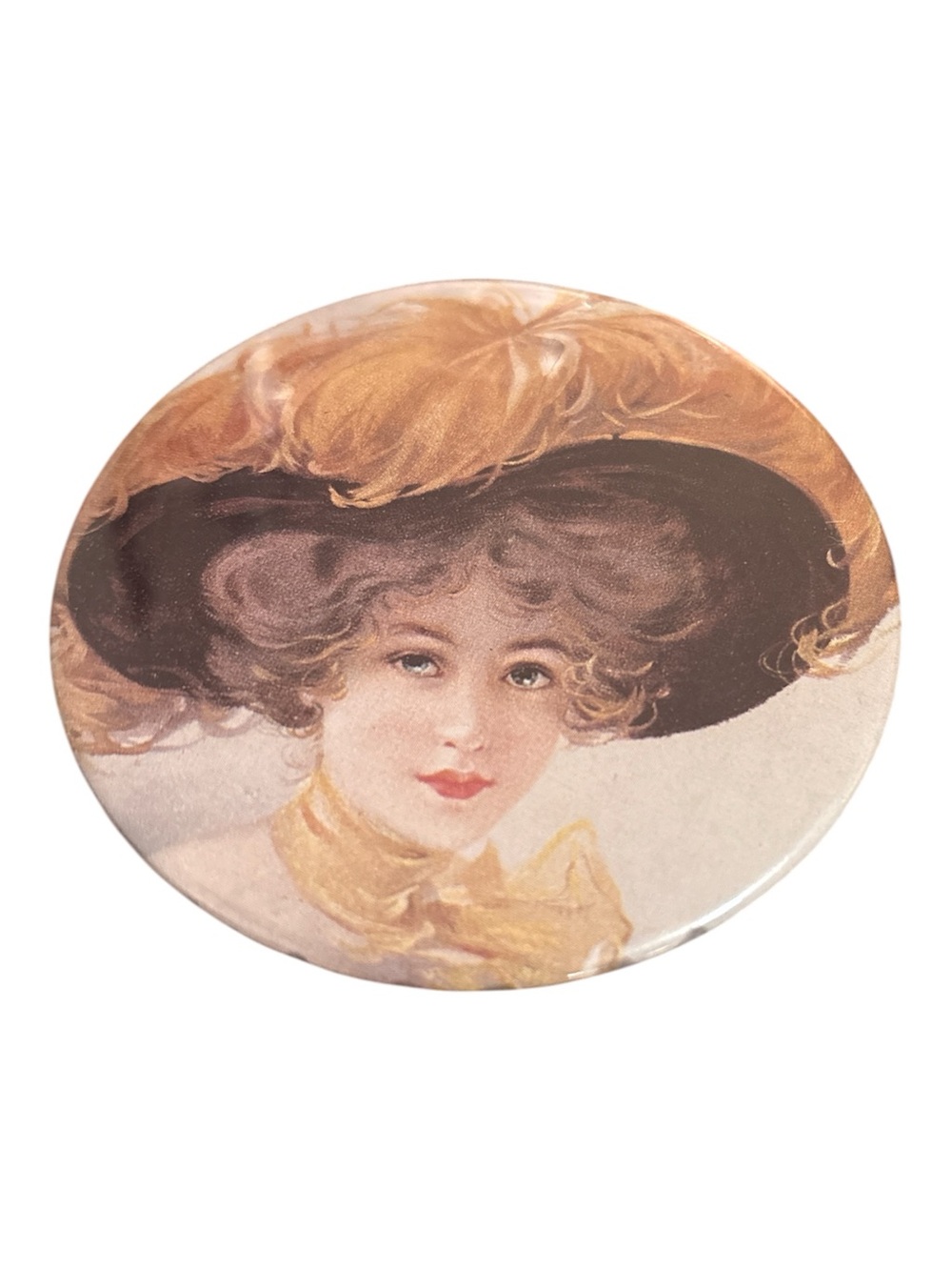 Unique Vintage Gold and Black Lady Portrait Brooch